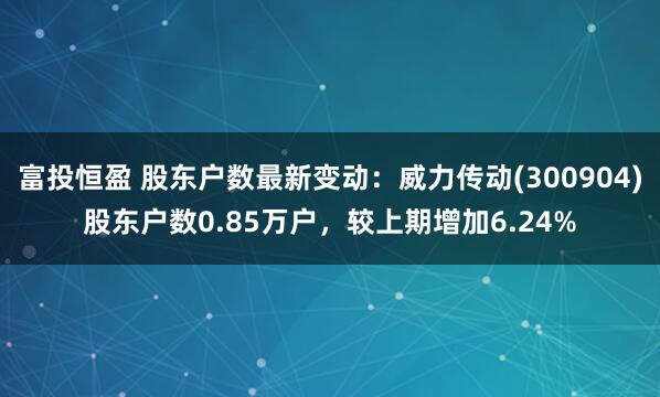 富投恒盈 股东户数最新变动：威力传动(300904)股东户数0.85万户，较上期增加6.24%